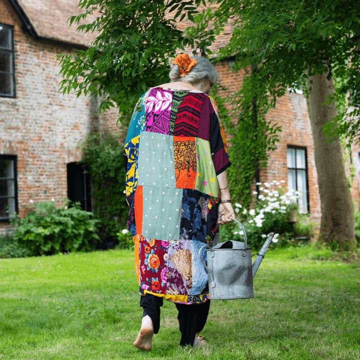 Upcycled Long Patchwork Shrug