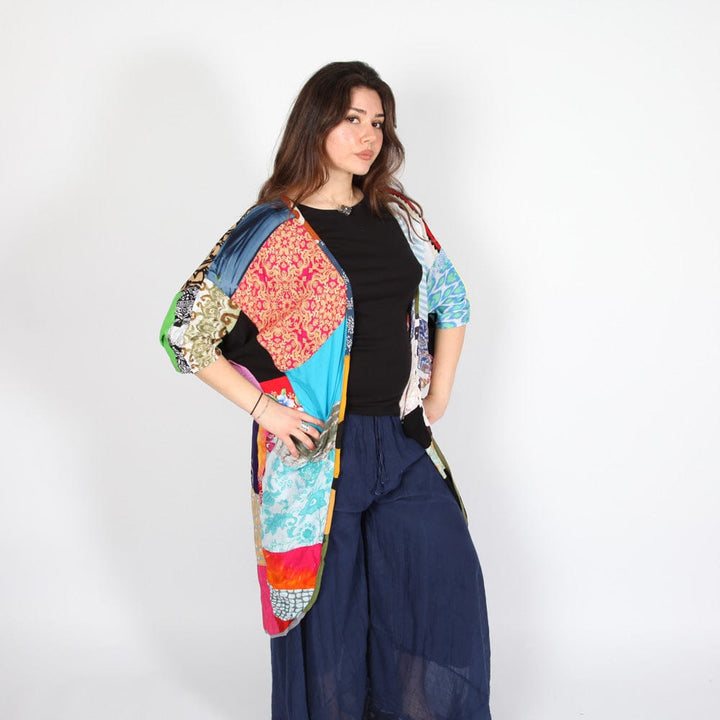 Upcycled Long Patchwork Shrug
