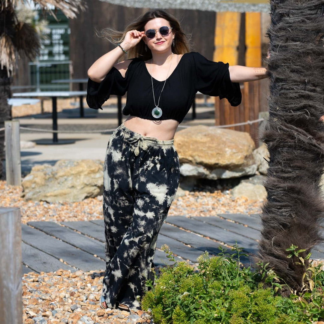 Crinkle Split Sleeve Cropped Top