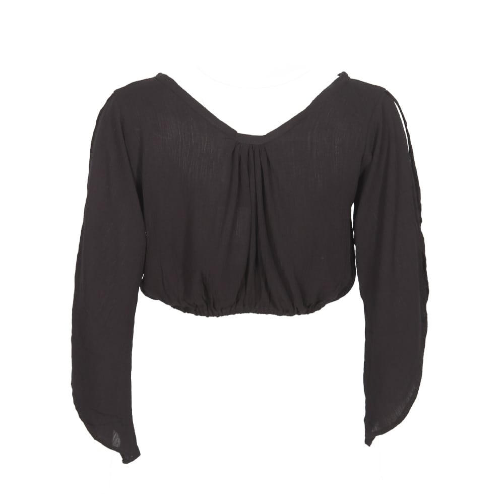 Crinkle Split Sleeve Cropped Top