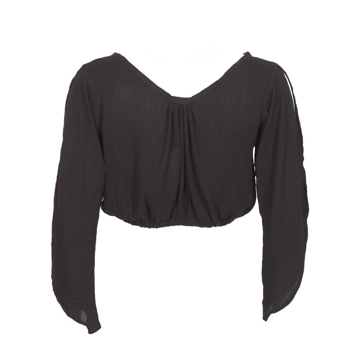 Crinkle Split Sleeve Cropped Top