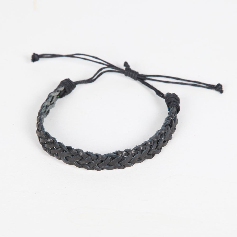 Men's Woven Leather Wristband
