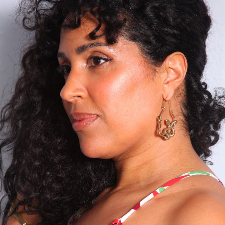 Brass Snake Hoop Earrings