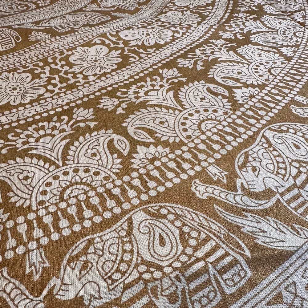 Elephant Mandala Gold Print Bedspreads