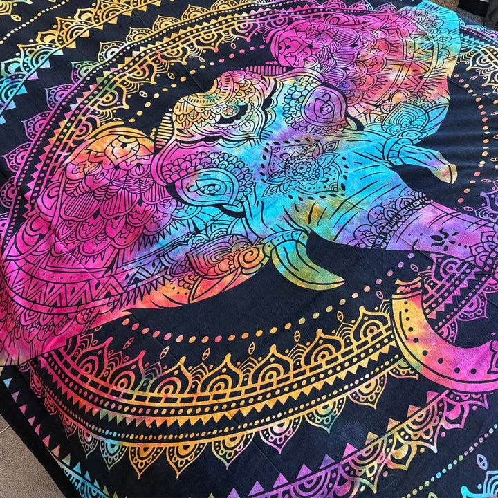 Tie Dye Elephant Bedspread