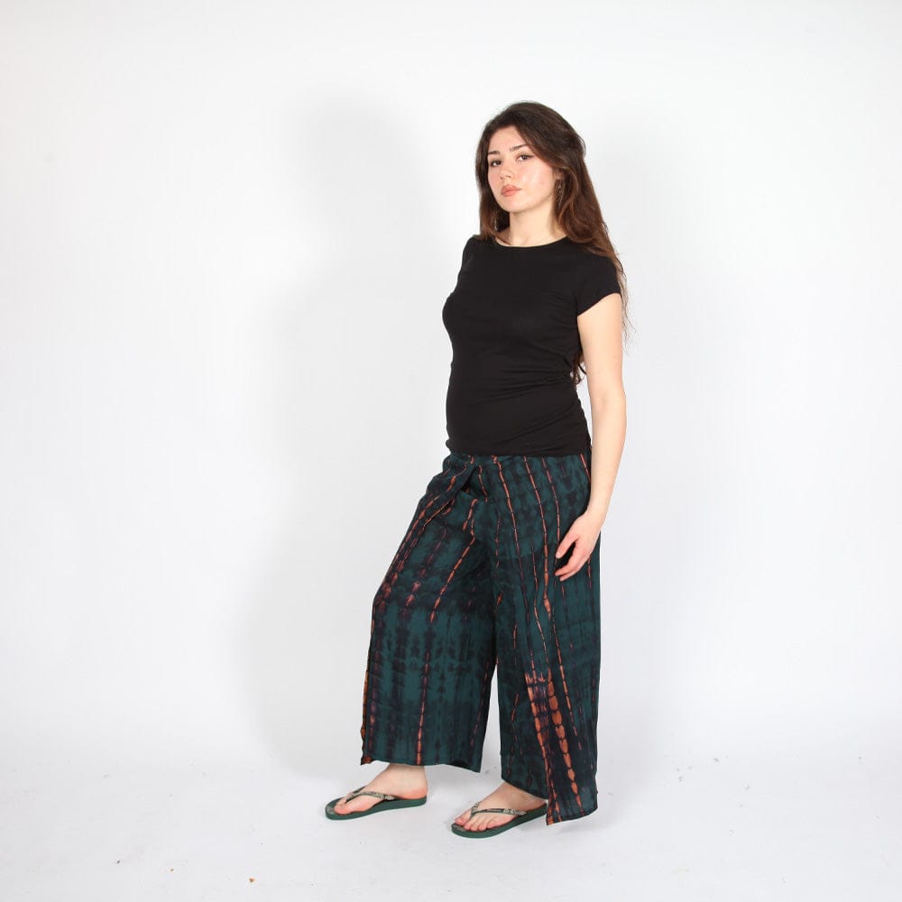 Wide Leg Tie Dye Wrap Trousers