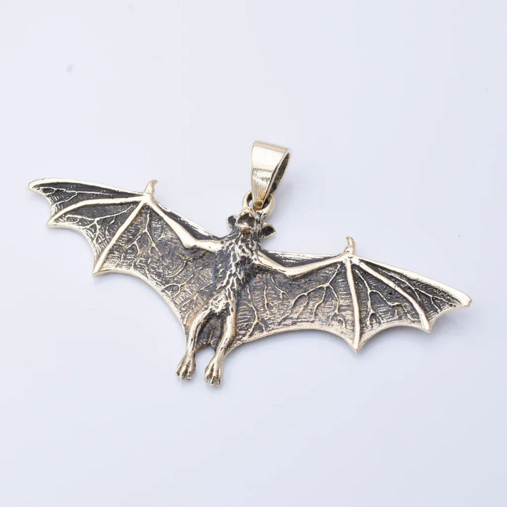Solid bronze bat pendant