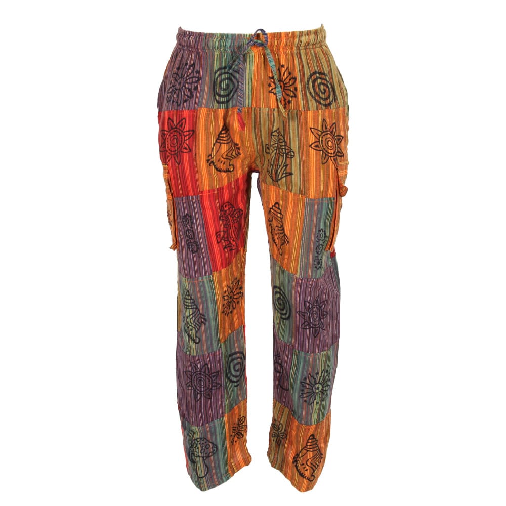 Patchwork Print Cargo Trousers