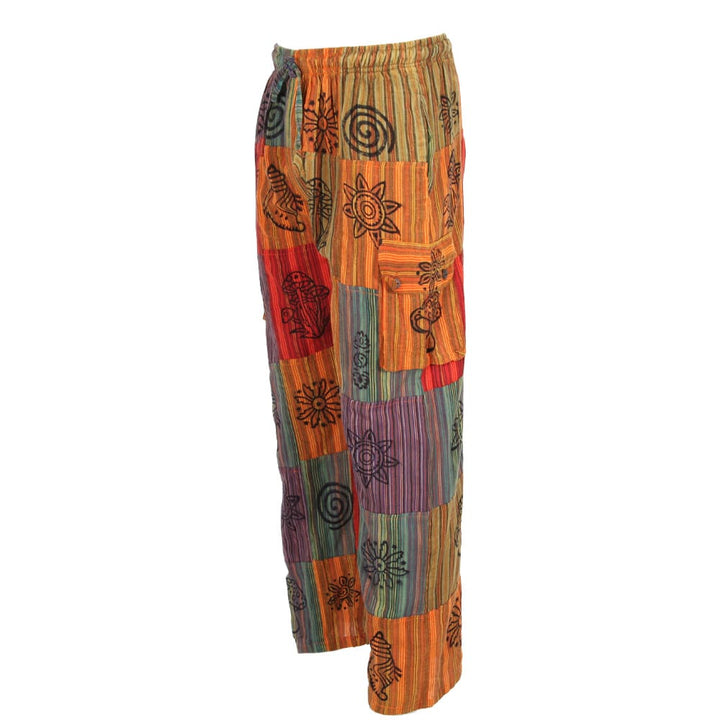 Patchwork Print Cargo Trousers
