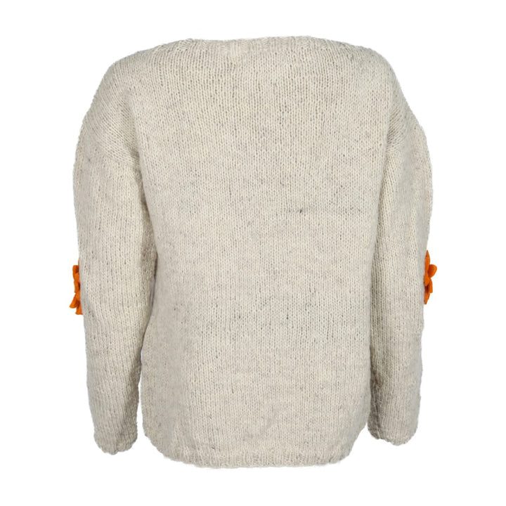 Woolen Cardigan With Felt Sunflowers