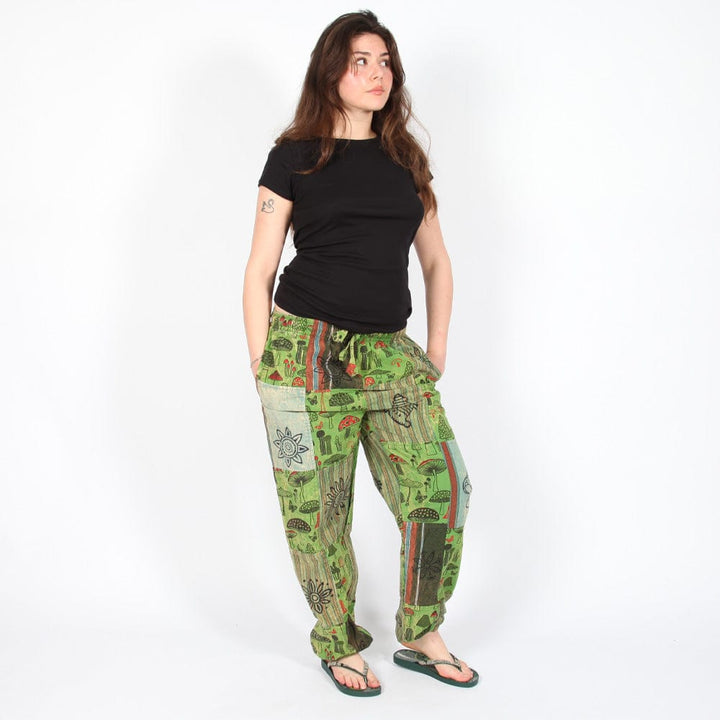 Patchwork Mushroom Print Trousers