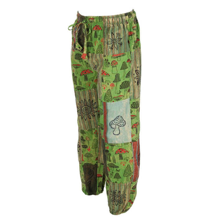 Patchwork Mushroom Print Trousers