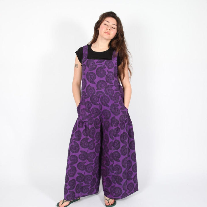 Ammonite Print Wide Leg Dungarees