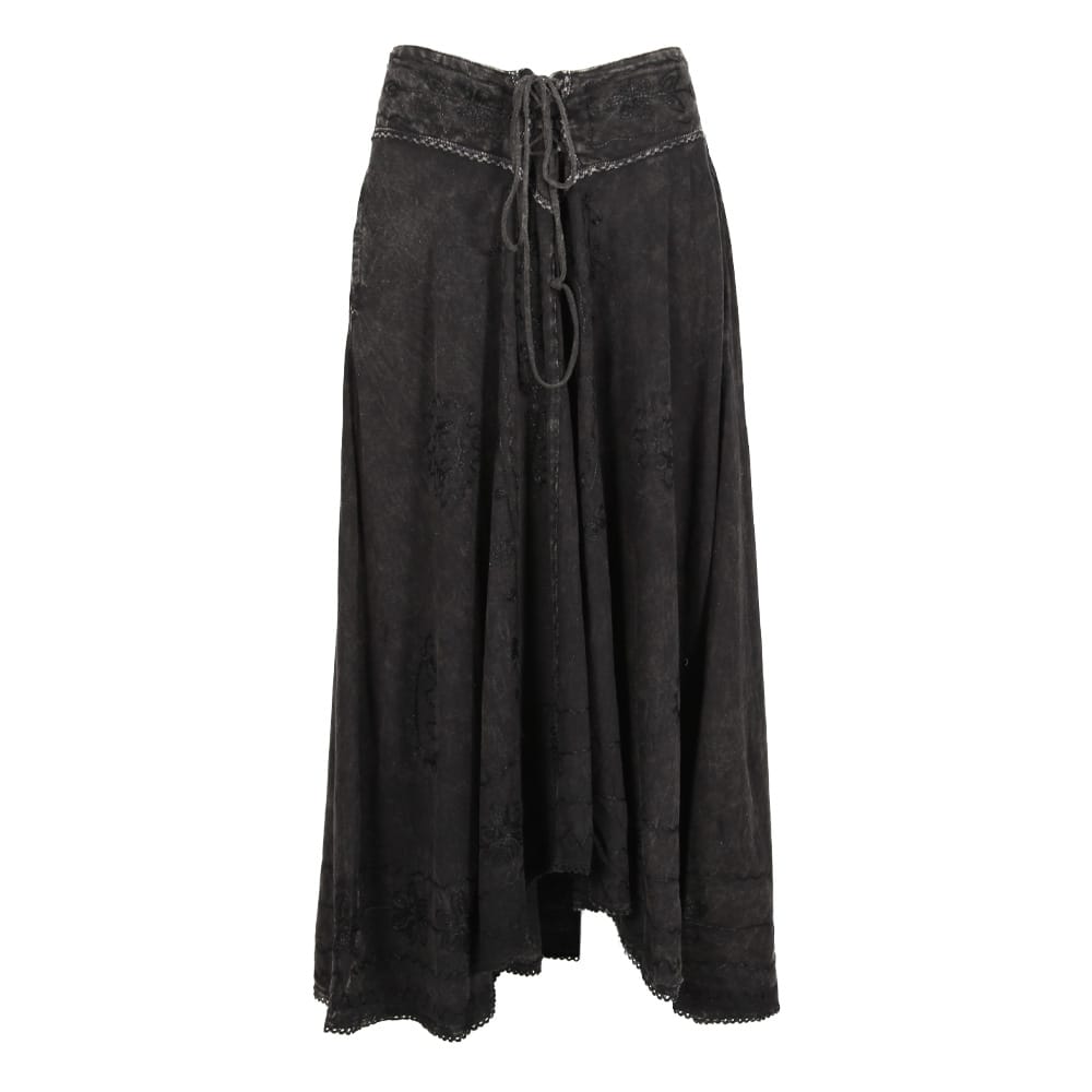 Long Cotton Acid Wash Skirt
