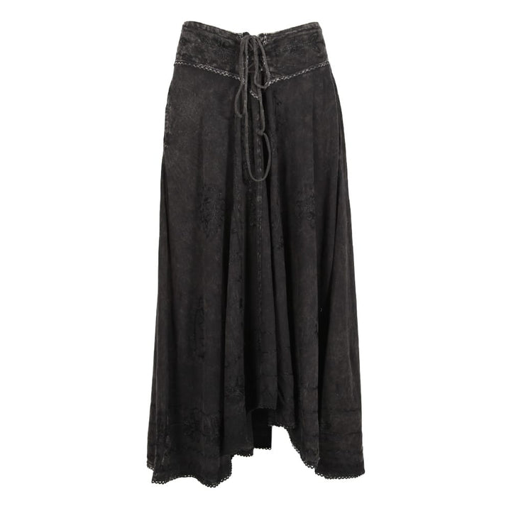 Long Cotton Acid Wash Skirt