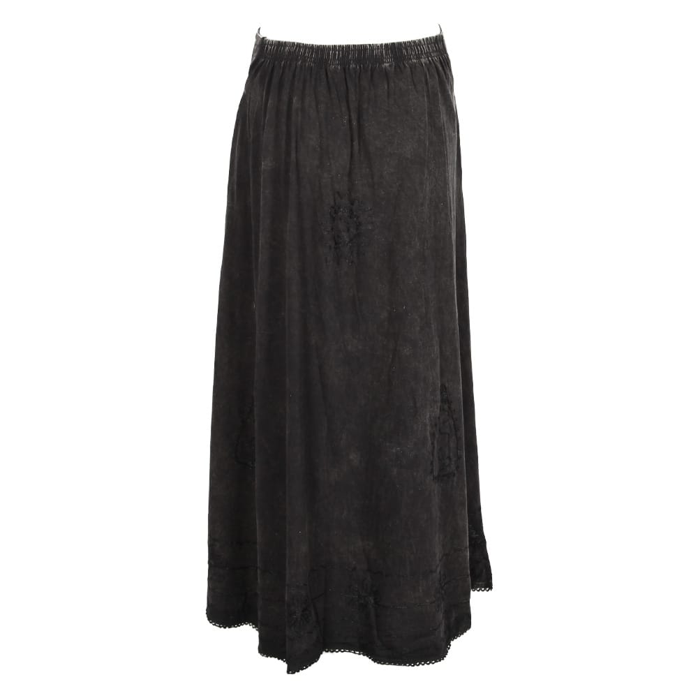 Long Cotton Acid Wash Skirt