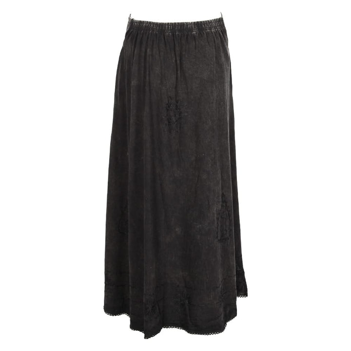 Long Cotton Acid Wash Skirt