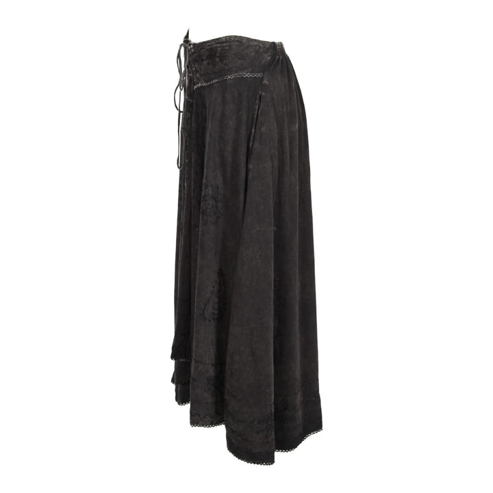 Long Cotton Acid Wash Skirt