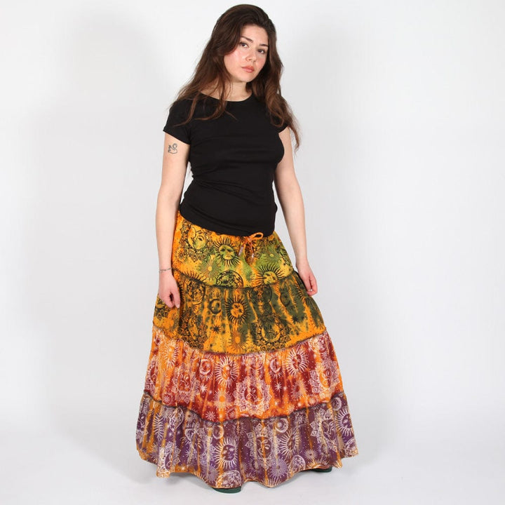 Tie Dye Tiered Maxi Skirt