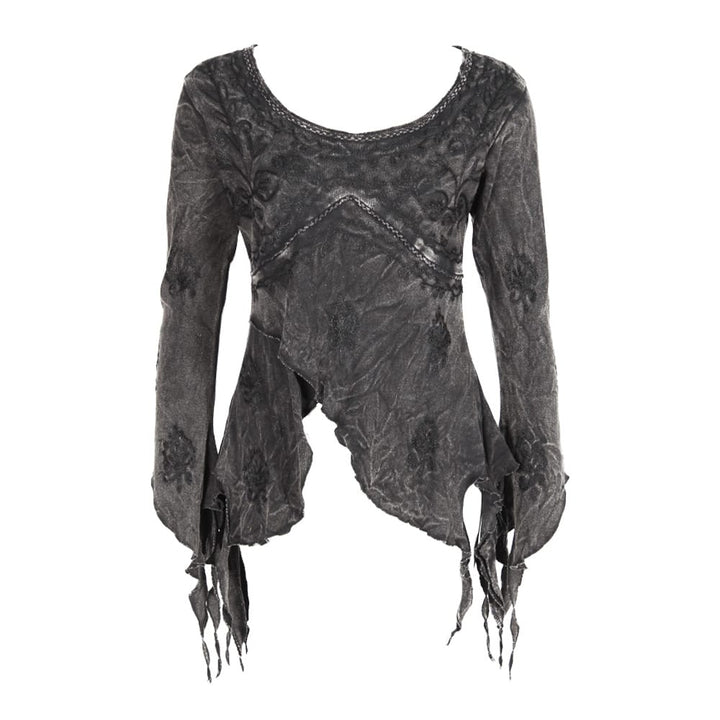 Split Cuff Acid Wash Top