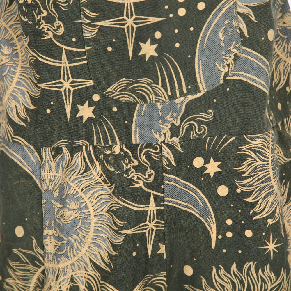 Sun & Moon Print Harem Dungarees
