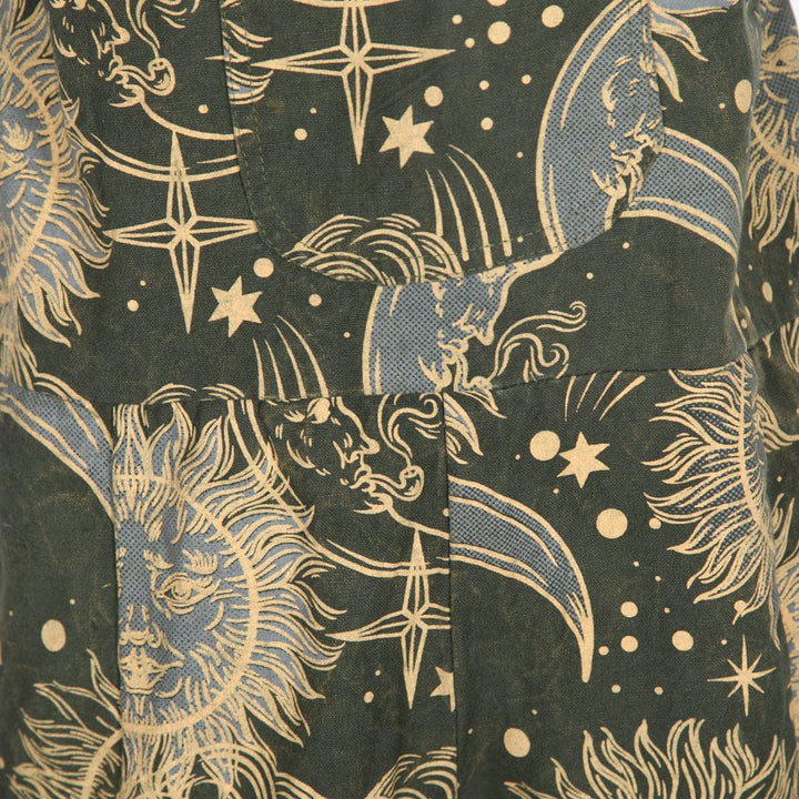 Sun & Moon Print Harem Dungarees
