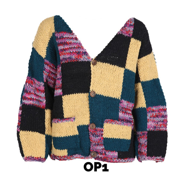 Patchwork Wool Cardigan