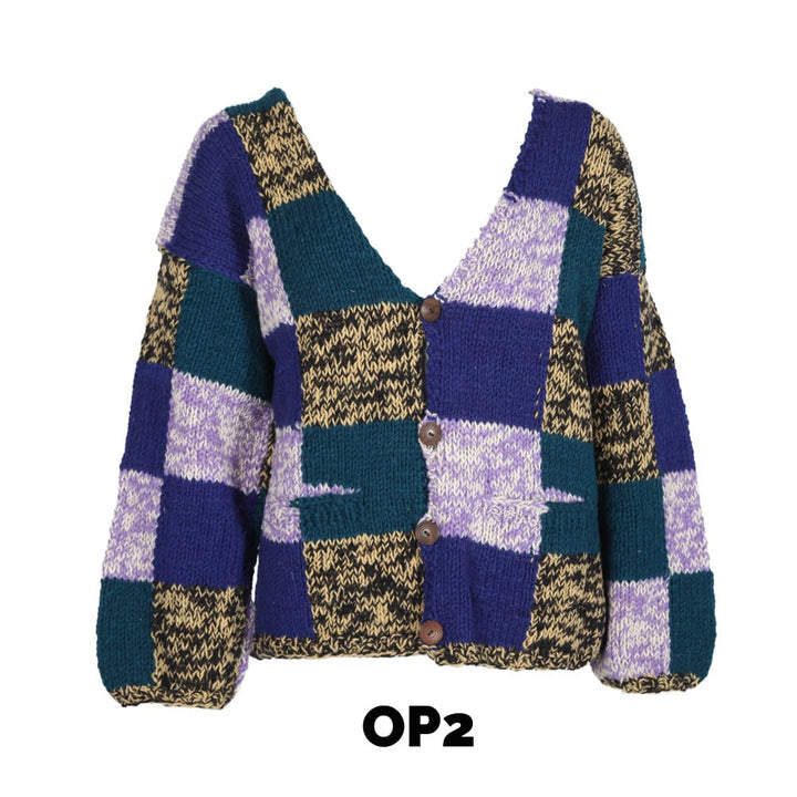 Patchwork Wool Cardigan