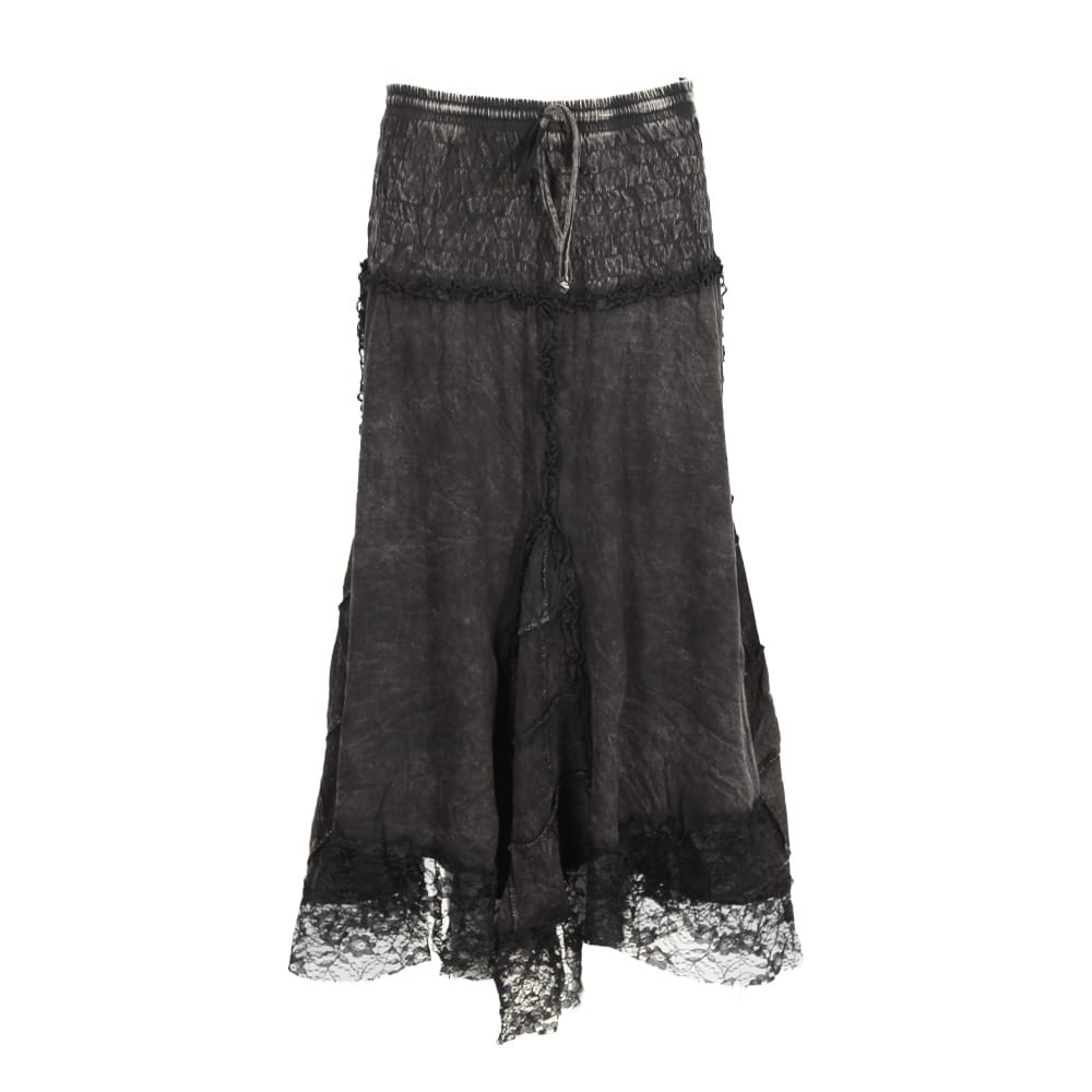 Black Lace Hem Midi Skirt