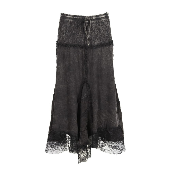 Black Lace Hem Midi Skirt