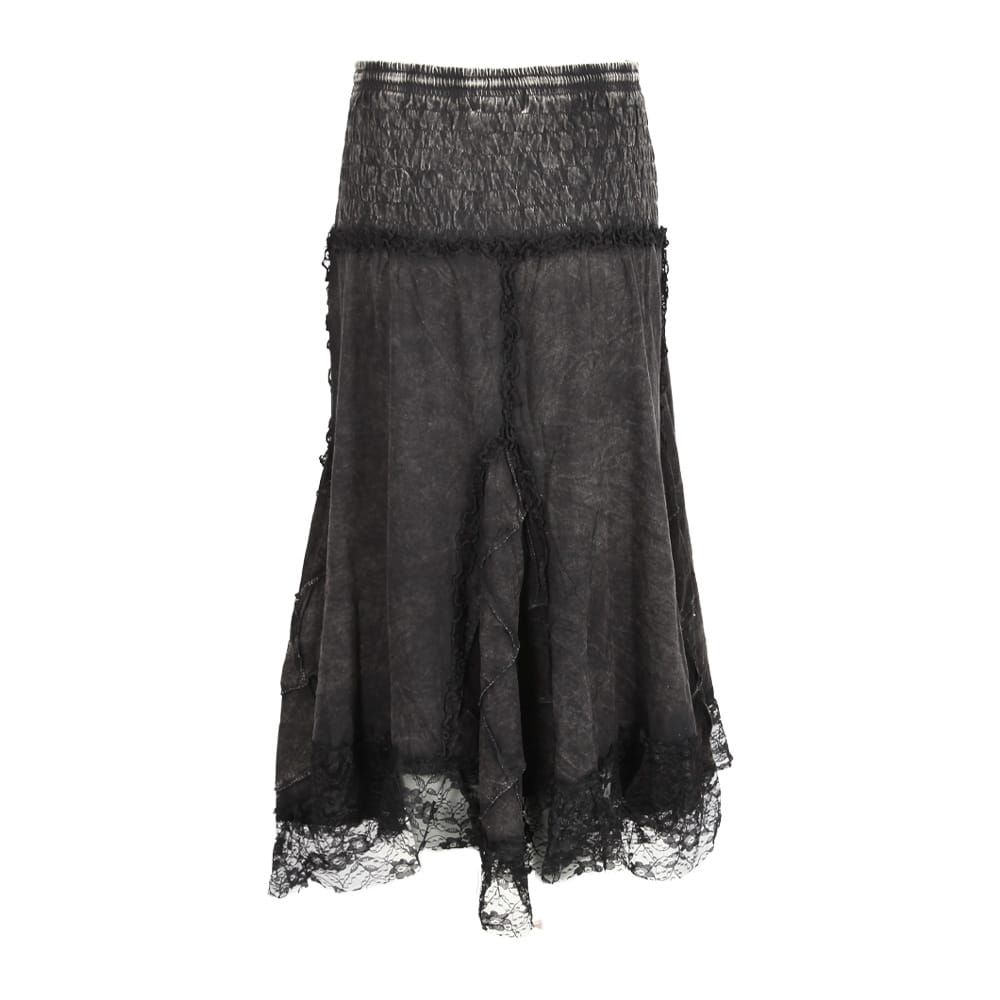 Black Lace Hem Midi Skirt