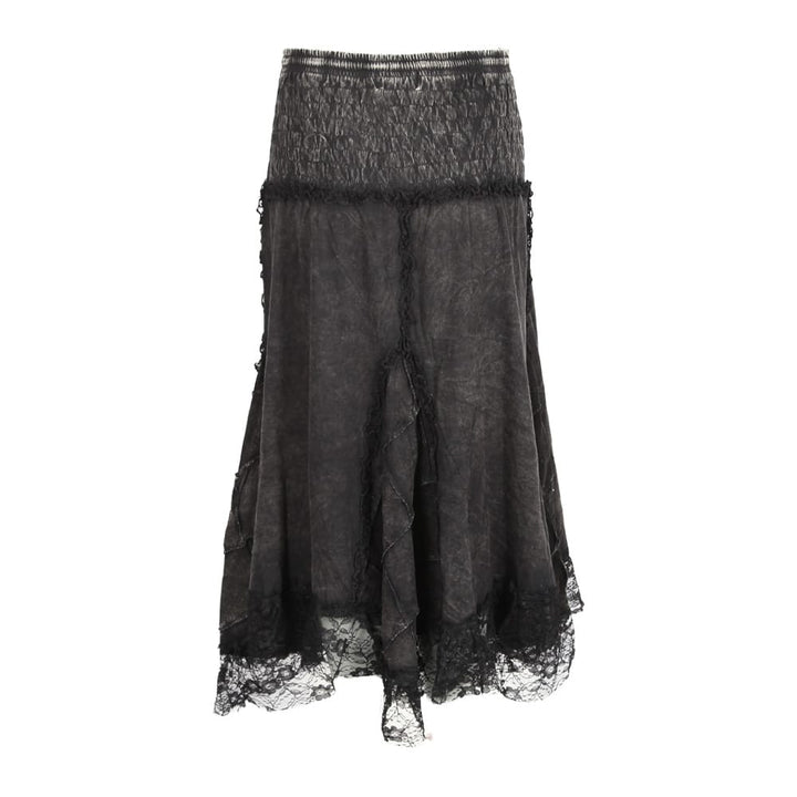 Black Lace Hem Midi Skirt