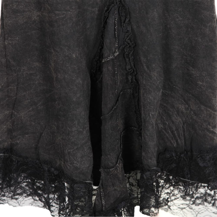 Black Lace Hem Midi Skirt