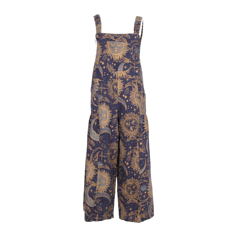 Sun &amp; Moon Print Wide Leg Dungarees