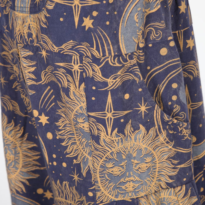 Sun &amp; Moon Print Wide Leg Dungarees