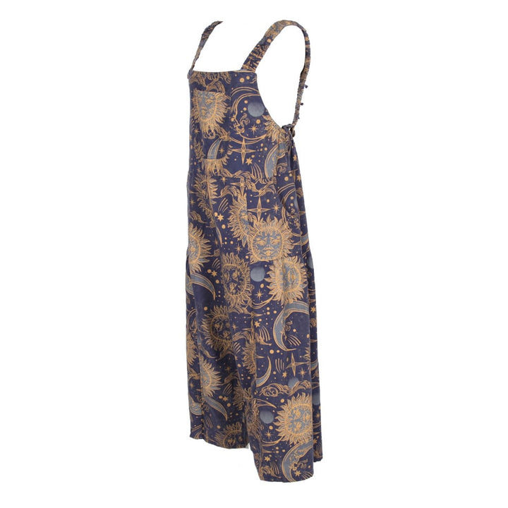 Sun &amp; Moon Print Wide Leg Dungarees