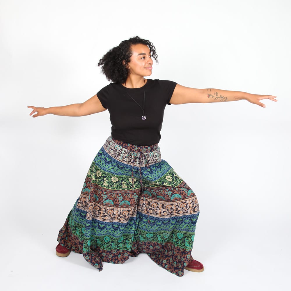 Cotton Bagru Flare Trousers