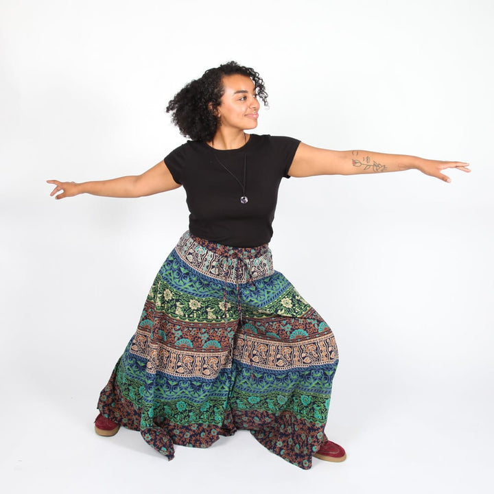 Cotton Bagru Flare Trousers