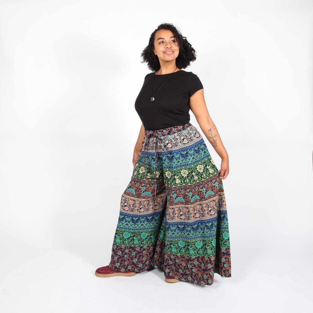 Cotton Bagru Flare Trousers