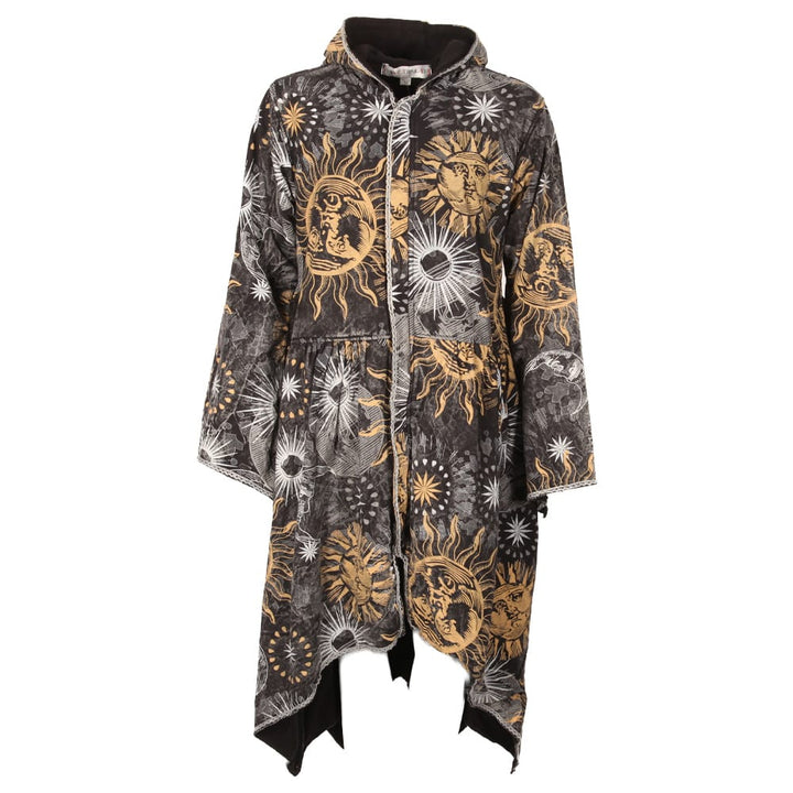 Long Screen Printed Cotton Coat