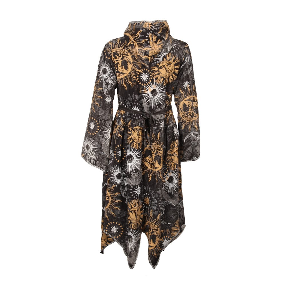 Long Screen Printed Cotton Coat