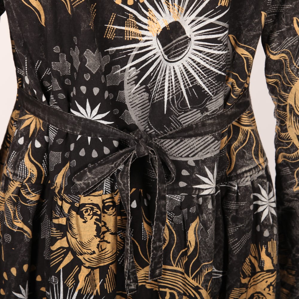 Long Screen Printed Cotton Coat