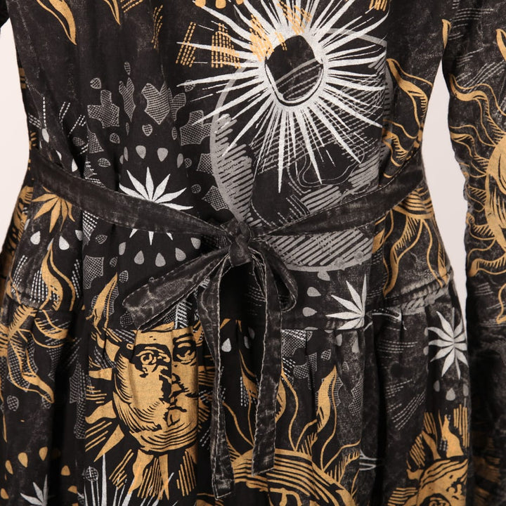 Long Screen Printed Cotton Coat