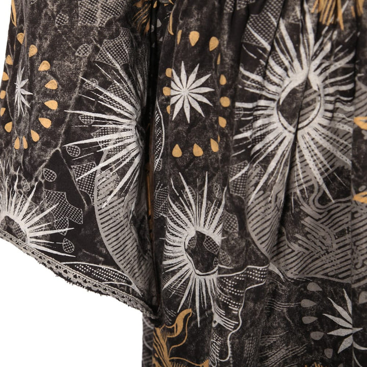 Long Screen Printed Cotton Coat
