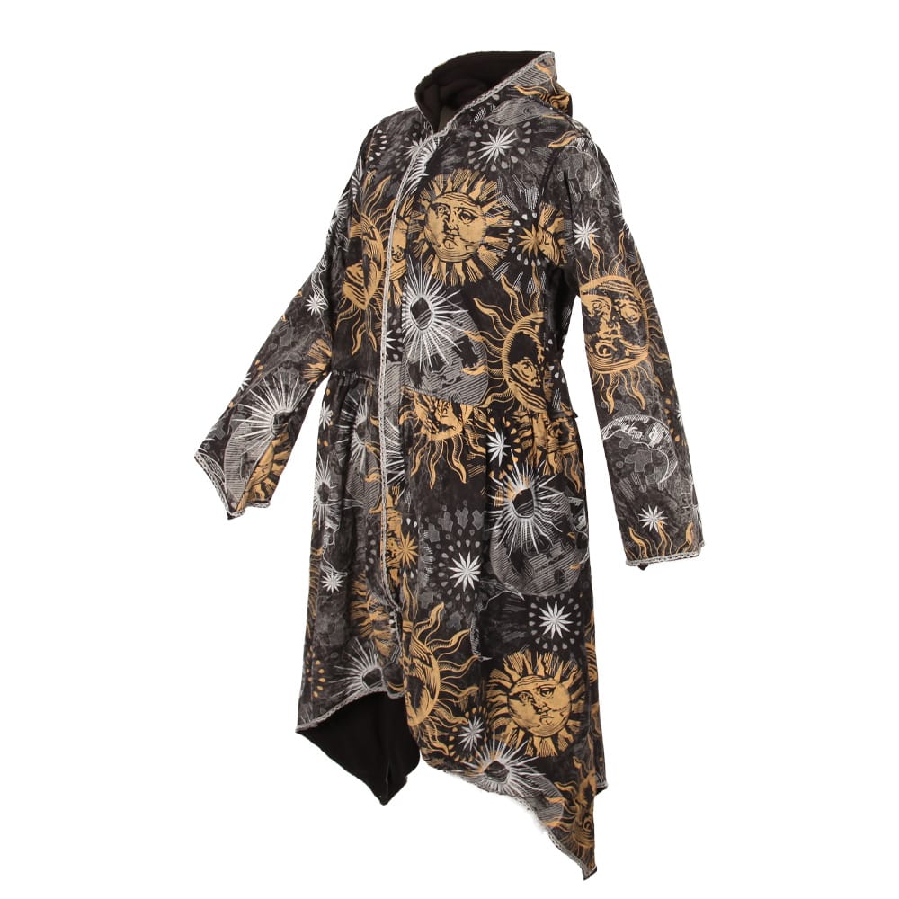 Long Screen Printed Cotton Coat