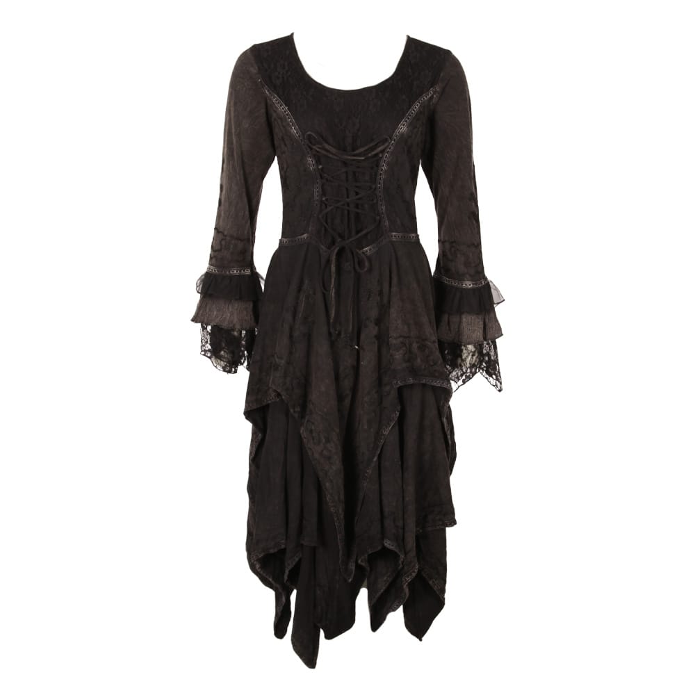 Long Sleeve Gothic Hanky Hem Dress