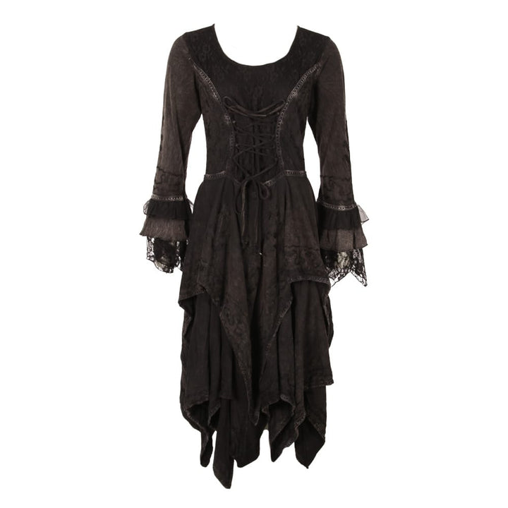 Long Sleeve Gothic Hanky Hem Dress