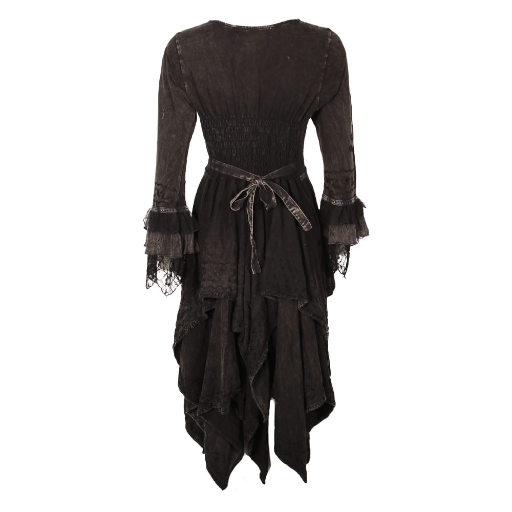 Long Sleeve Gothic Hanky Hem Dress