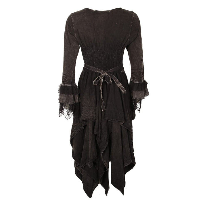 Long Sleeve Gothic Hanky Hem Dress