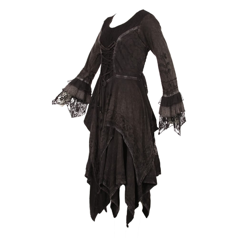 Long Sleeve Gothic Hanky Hem Dress